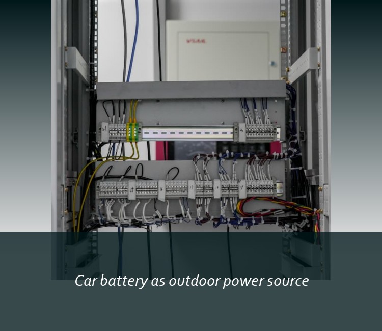 Car battery as outdoor power source